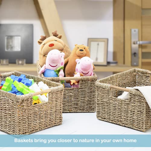 Large Wicker Storage Basket with Wooden Handles