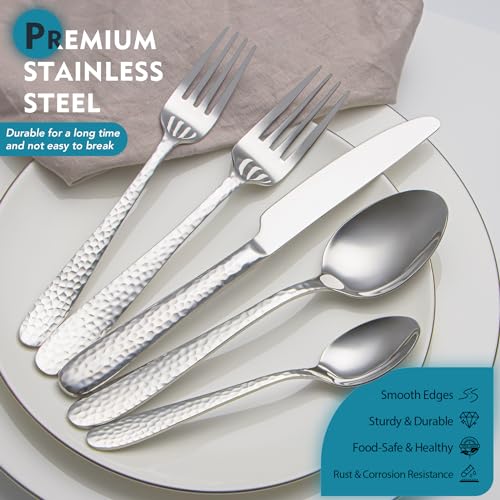 Hammered Silverware Set (40 Count)