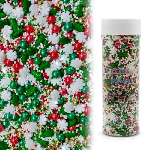 Christmas Mixed Sprinkles Edible Pearls Cake Decorations Cupcake Toppers Cookie Decorating Perfect for Wedding Party Valentine Halloween Christmas Supplies 4.58OZ (4.58 Ounce)
