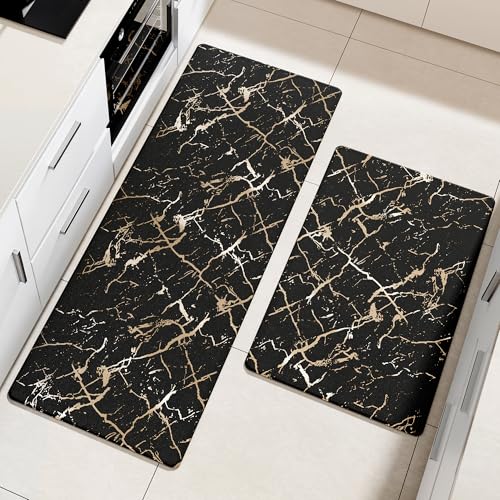 Gold Foil Stamped Marble Kitchen Mats