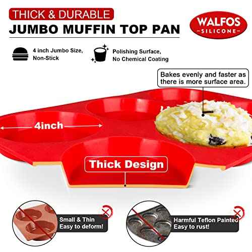Silicone Muffin Top Pans for Baking 4inch Jumbo Size (2 Count)