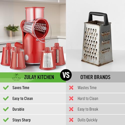 Rotary Cheese Grater Manual Hand Crank 5 Blade Shredder