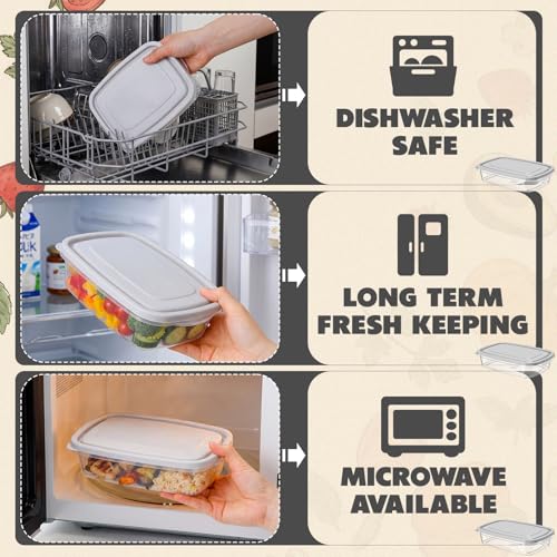 18 Pcs 33 oz Plastic Food Storage Containers with Lids (18 Count)