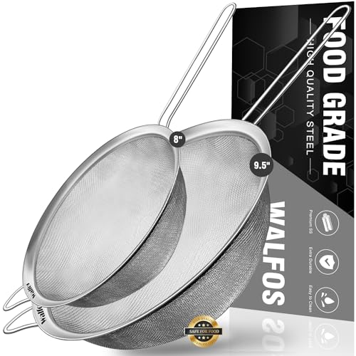 Large Fine Mesh Strainer 9.35" & 7.8" (2 Count)