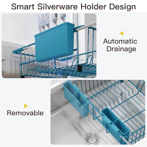 Blue Dish Drying Rack in Sink
