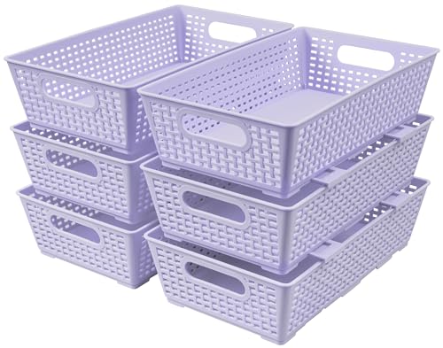 Stackable Woven Plastic Basket (6 Count)