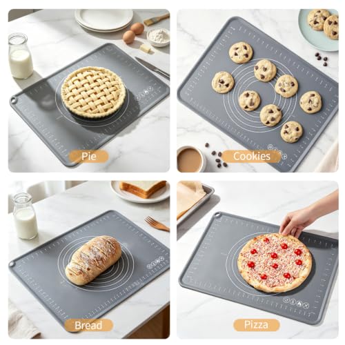 Silicone Pastry Mat 24" x 16" Baking Mat with Measurements and Edge Heightening