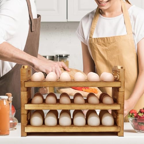 Wooden Egg Holder Countertop Fresh Egg Holders Firewood Egg Collecting Rack for Gathering Fresh eggs