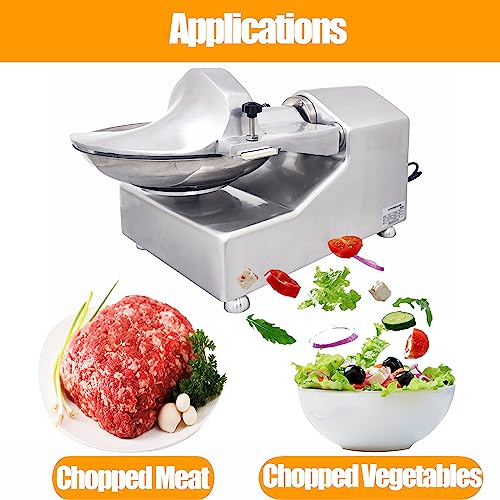 110V Commercial Food Processor Electric Food Cutter Meat Vegetable Chopper Grinder Machine with 5.5L Capacity for Vegetables Fruits Meat Grains Peanut Ginger Garlic
