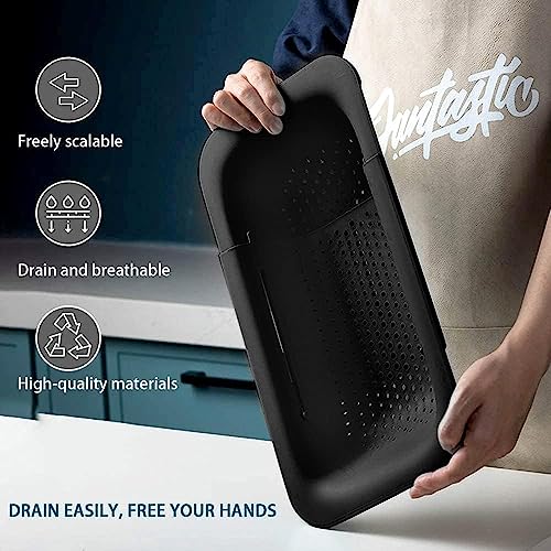 Collapsible Sink Colanders and Strainers Basket Extendable Plastic Fruit Vegetable Strainer Drainer Basket for Kitchen