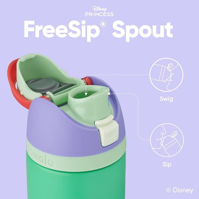 Owala Disney Princess FreeSip Insulated Stainless Steel Water Bottle with Straw for Sports and Travel, BPA-Free Sports Water Bottle, 24 oz, Ariel