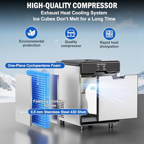 70 lbs Nugget Ice Maker Countertop Portable Dual Water Self