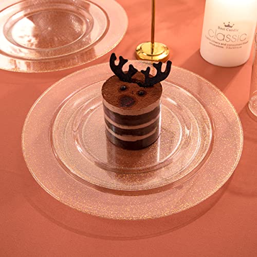 102 Pcs Gold Glitter Plastic Plates (102 Count)