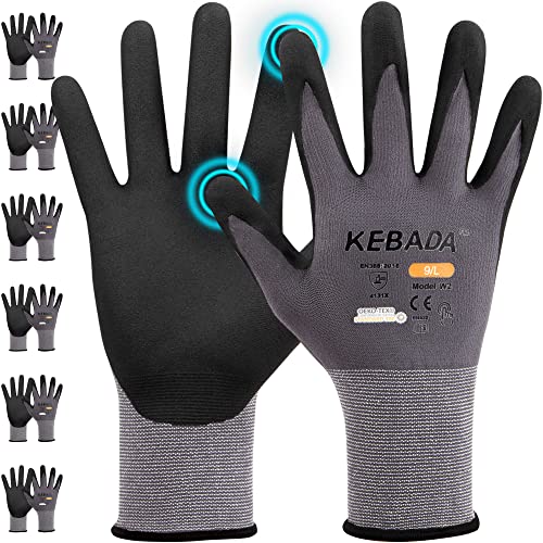 W2 Touchscreen Safety Work Gloves for Men & Women (6 Count)