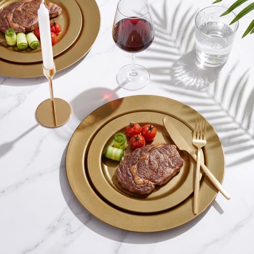 102 Pcs Solid Dark Gold Plastic Plates (51 Count)