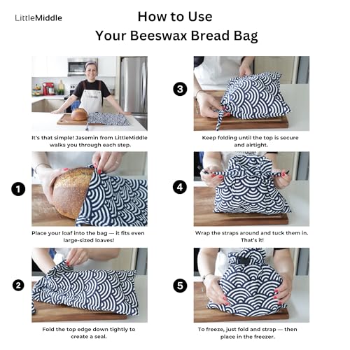2 XL Beeswax Bread Bags for Homemade Bread