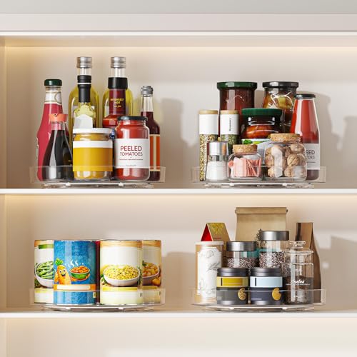 4 Pack 10 Inch Clear Lazy Susan Turntable Organizer for Cabinet (4 Count)