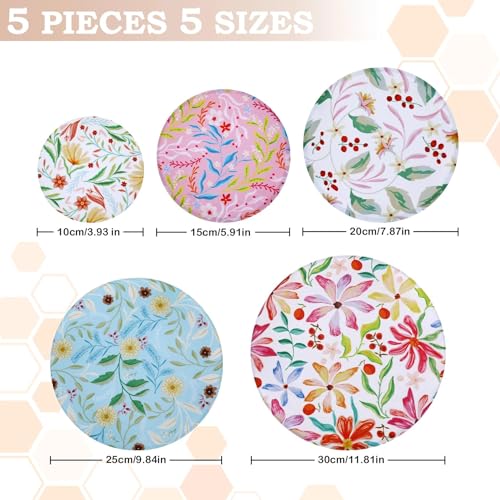 5Pcs Reusable Beeswax Elastic Bowl Covers for Bread Proofing and Food Cover (5 Count)