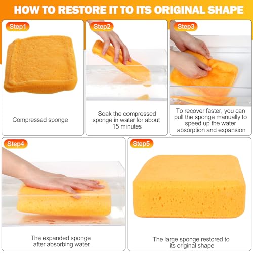 6 Pcs Large Sponges Bulk Car Cleaning Foam Commercial