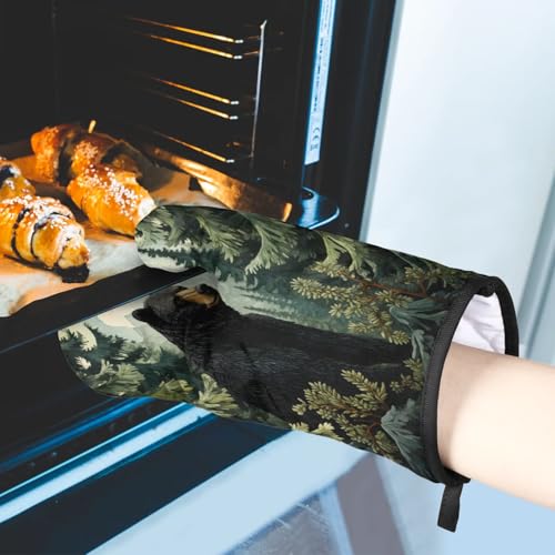 Black Bear Forest Wild Animals Oven Mitts and Pot Holders Sets (2 Count)