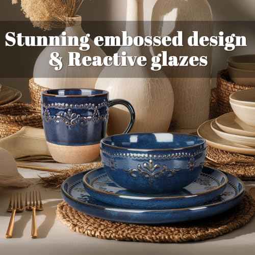 4 Piece Handcrafted Ceramic Dinnerware Set with Mugs
