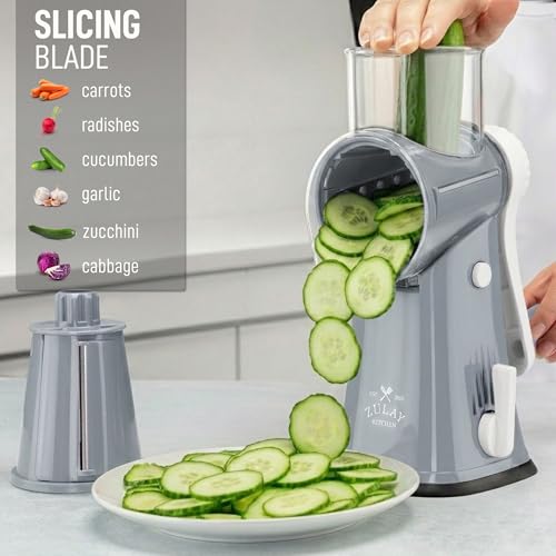 Rotary Cheese Grater Manual Hand Crank 5 Blade Shredder