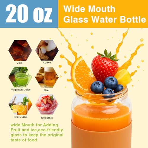 20 oz Glass Water Bottles with Lids