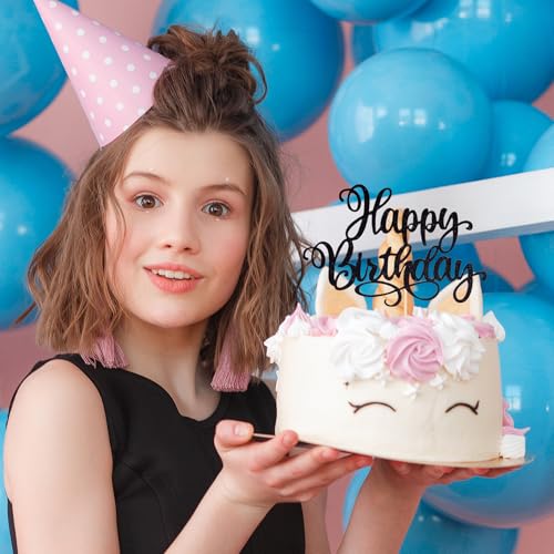 Happy Birthday Cake Toppers 9 Inch Glitter Happy Birthday Cake Pick for Birthday Anniversary Theme Party Cake Decorations Supplies