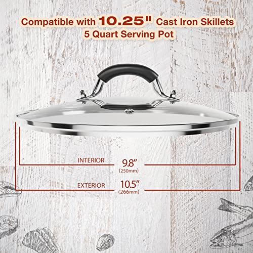 10.25 Inch Tempered Glass Lid Compatible with 10