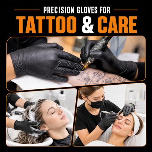 Nitrile Gloves Disposable Rubber Latex Gloves Black Nitrile Gloves Medium Disposable Rubber Latex Mechanic HEAVY DUTY 7 Mil Gloves (1000 Count)