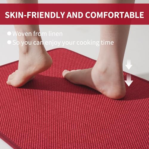 Long Kitchen Runner Rugs Kitchen Mat Non Slip Washable Red 17"x59"
