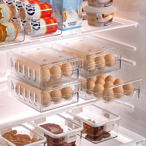 Egg Holder for Refrigerator Drawer Type Egg Container for Refrigerator BPA Free Fridge Organizer