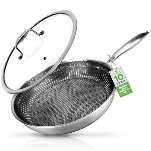 10” Non Stick Stainless Steel Frying Pan with Lid