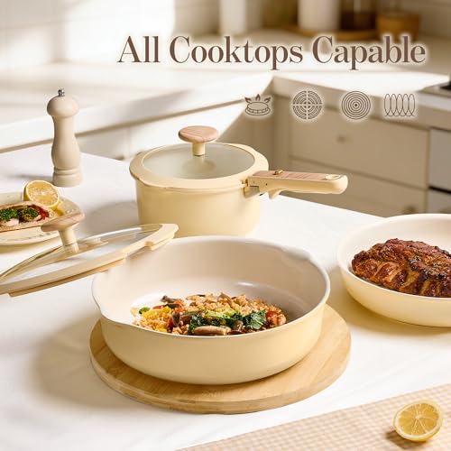 18 Pcs Ceramic Cookware Set Detachable Handle