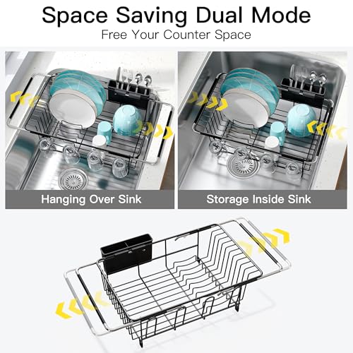Black Dish Drying Rack in Sink
