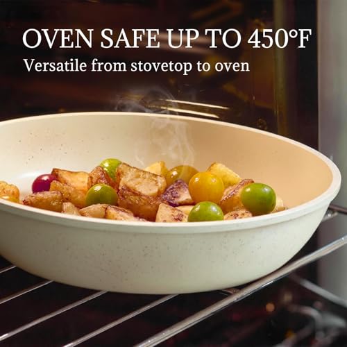 Ceramic Cookware Set Non Stick 8Pcs Pots and Pans Set Detachable Handle Induction Kitchen Cooking Set with Frying Pans Oven Dishwasher Safe
