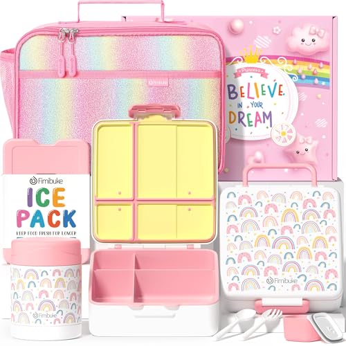 Kids Bento Snack Lunch Box with Thermo Insulated Toddler Lunch Bag