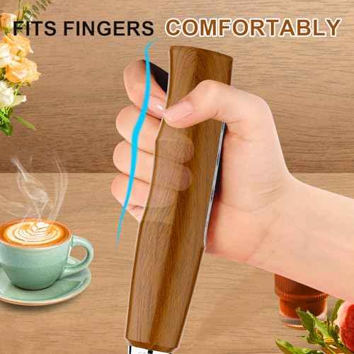 Wood Grain Handheld Milk Frother Wand for Coffee