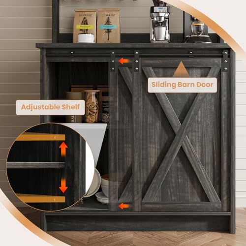 31" Farmhouse Coffee Bar Cabinet with Storage Hutch