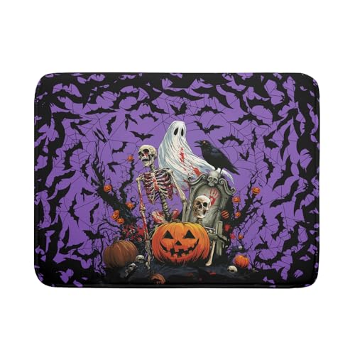 Halloween Pumpkin Dish Drying Mat 18x24 inch Spooky Ghost Bat Dish Rack Mats Microfiber Draining Pad Fast Dry Holiday Kitchen Accessories