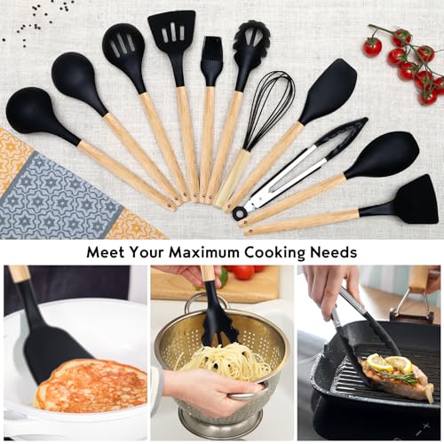 19 PCS Black Kitchen Cooking Utensils Set Kitchen Tools Set (19 Count)