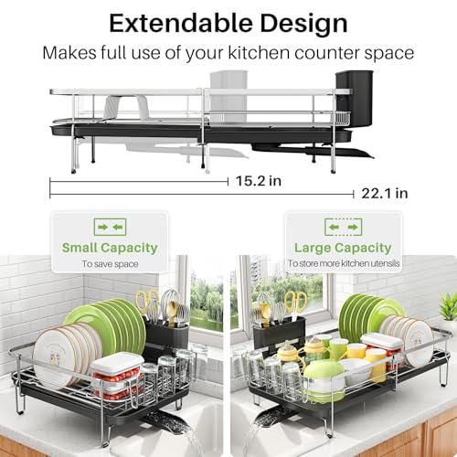 Expandable Dish Drying Rack for Kitchen Counter