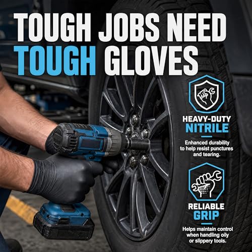 Nitrile Gloves Disposable Rubber Latex Gloves Black Nitrile Latex Gloves Large Black Rubber Gloves Disposable Cleaning Mechanic Gloves HEAVY DUTY 6 Mil Nitrile Gloves (1000 Count)