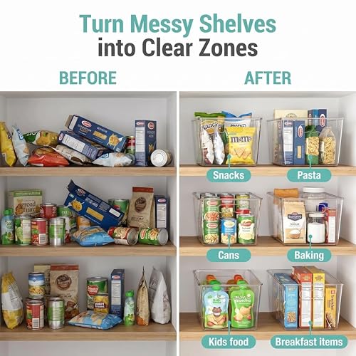 6 Pack Clear Storage Bins with Lids (6 Count)