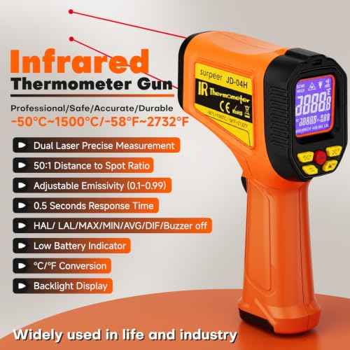 Infrared Thermometer Temperature Gun 2732°F 50