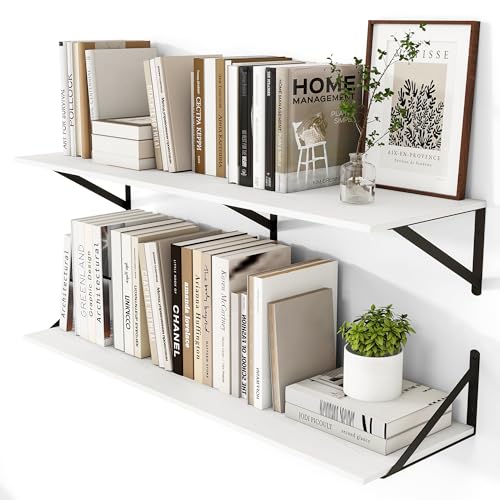40W x 12D Deep Floating Shelves Set of 2 White (2 Count)