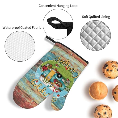 Happy Camper Oven Mitts and Pot Holders Sets of 4