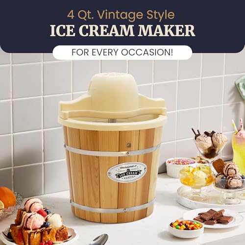 EIM924LX 4Qt Old Fashioned Wood Bucket Ice Cream Maker