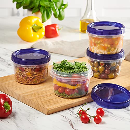 6 Pack Twist Cap Food Storage Containers with Blue Screw on Lid