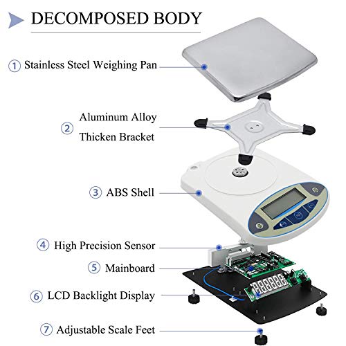 Lab Scale 15kgx0.1g Digital Precision Scale Electronic Balance Laboratory Weighing Industrial Scale Kitchen Counting Scale Scientific Scale Calibrated 110V